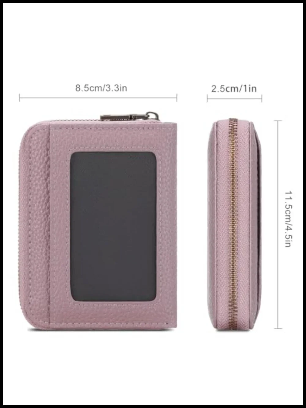 RFID Blocking Leather Compact Card Holder with ID Window